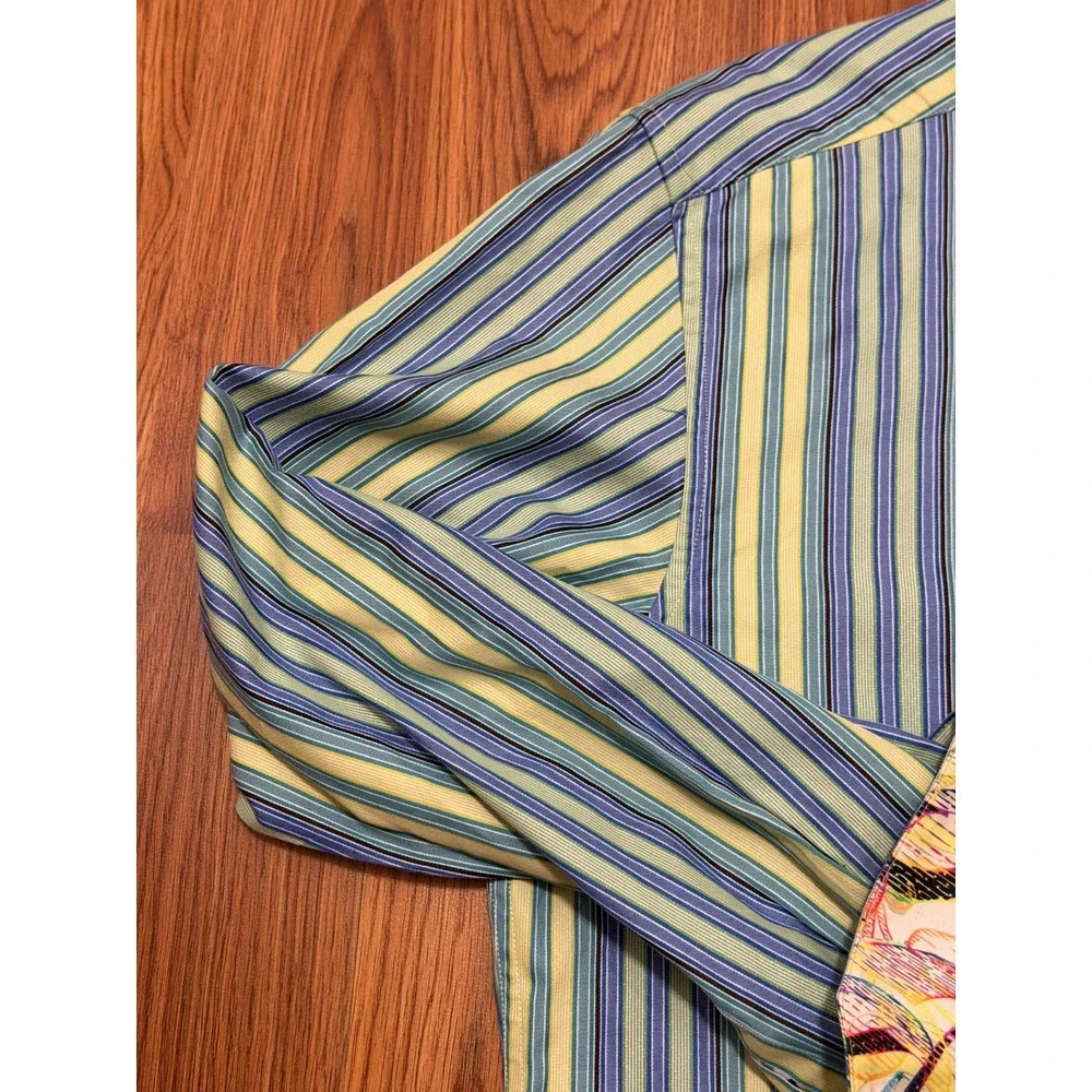 Robert Graham Shirt Mens Extra Large Striped Flip Cuff Classic Fit